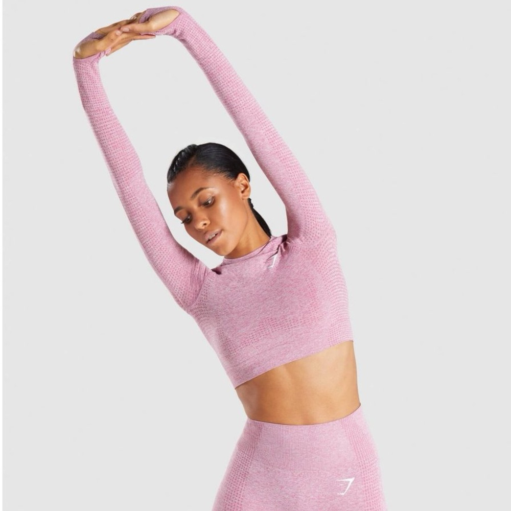 Gymshark Vital Crop Top Long Sleeve - Dusky Pink Marl